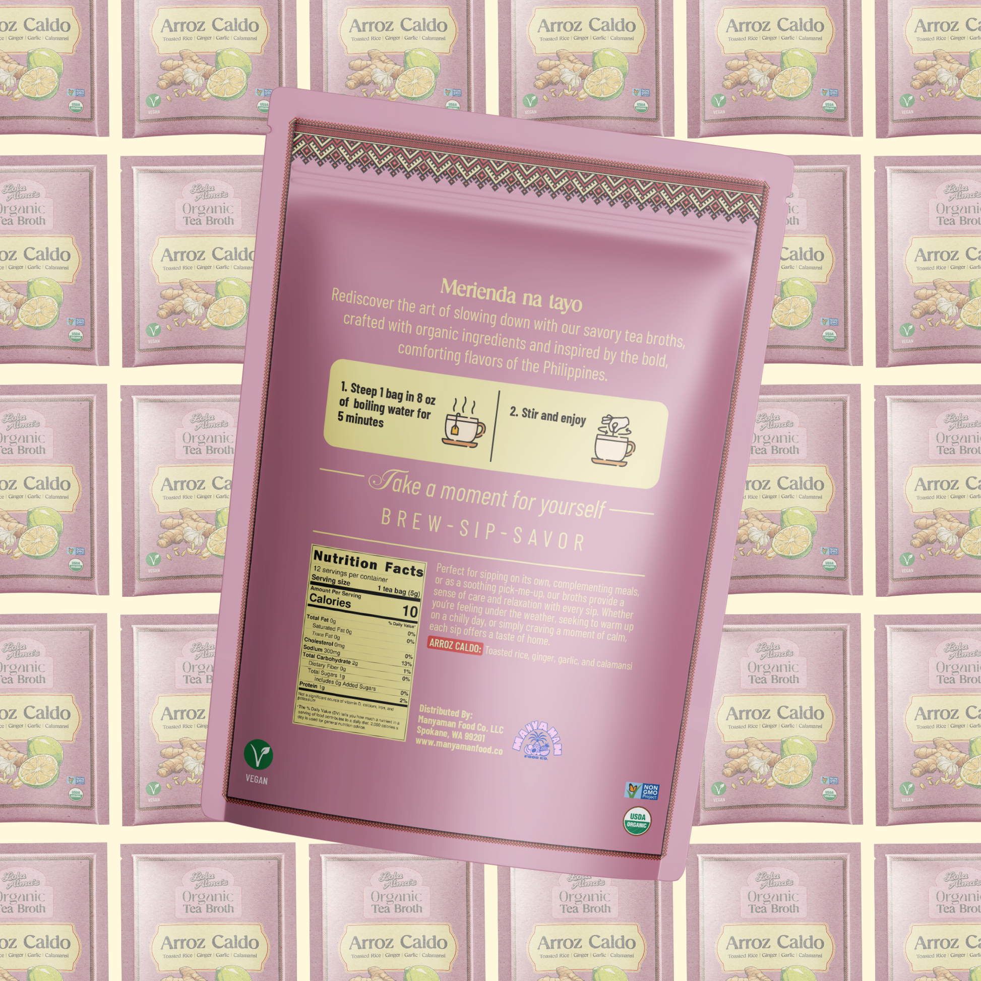 Lola Alma's Organic Tea Broth - Arroz Caldo pack (12 tea bags)