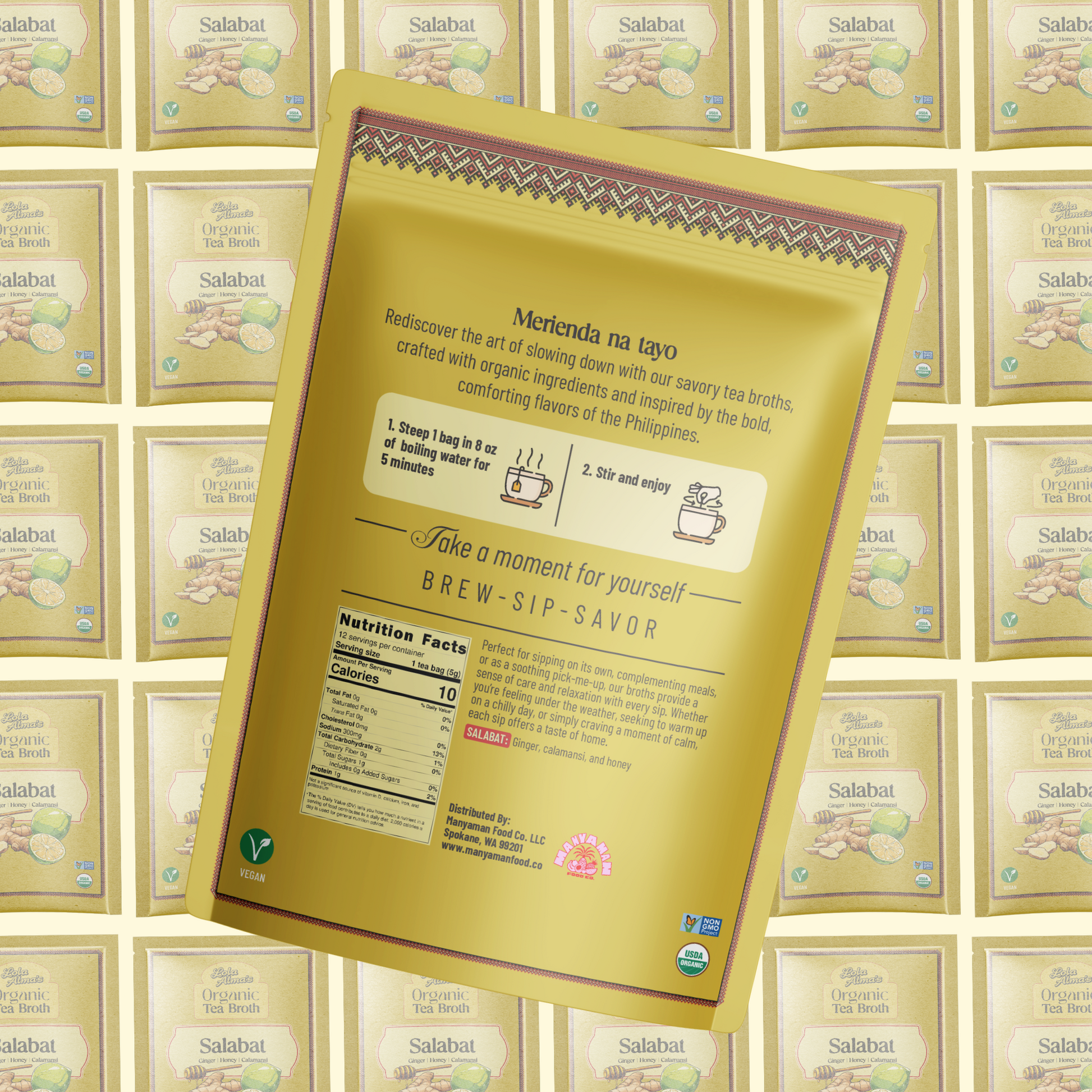 Lola Alma's Organic Tea Broth - Salabat pack (12 tea bags)