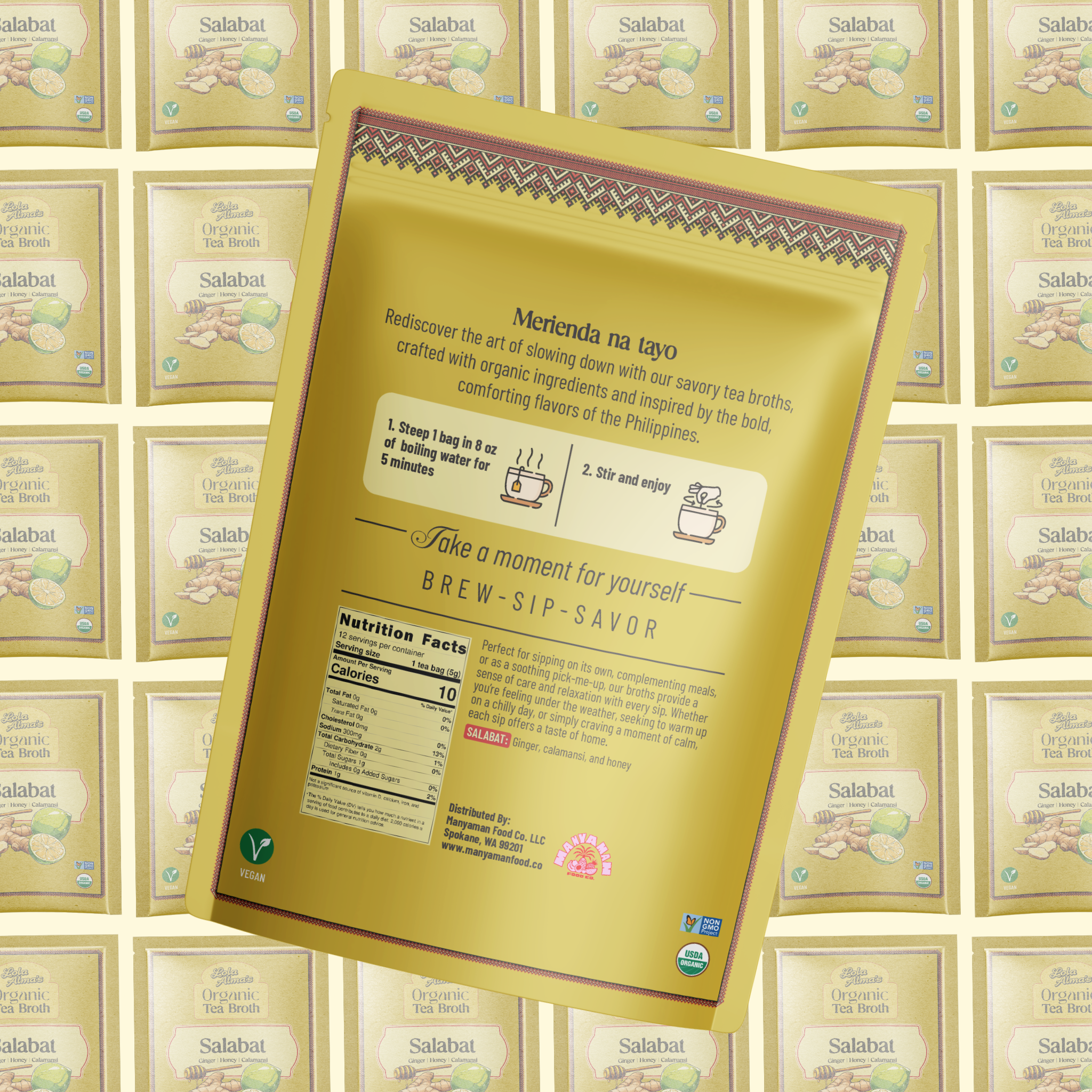 Lola Alma's Organic Tea Broth - Salabat pack (12 tea bags)