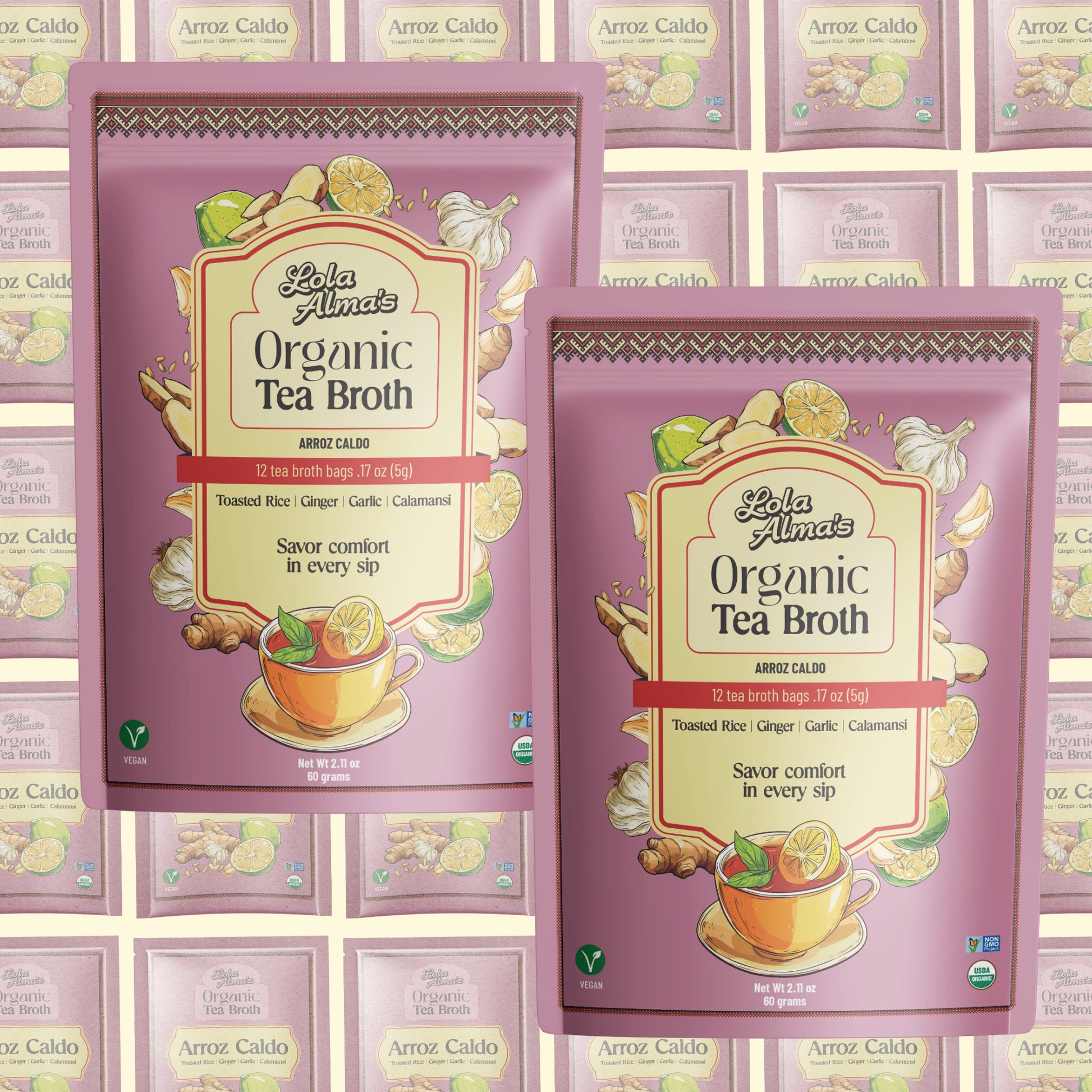 Lola Alma's Organic Tea Broth - Arroz Caldo pack (12 tea bags)