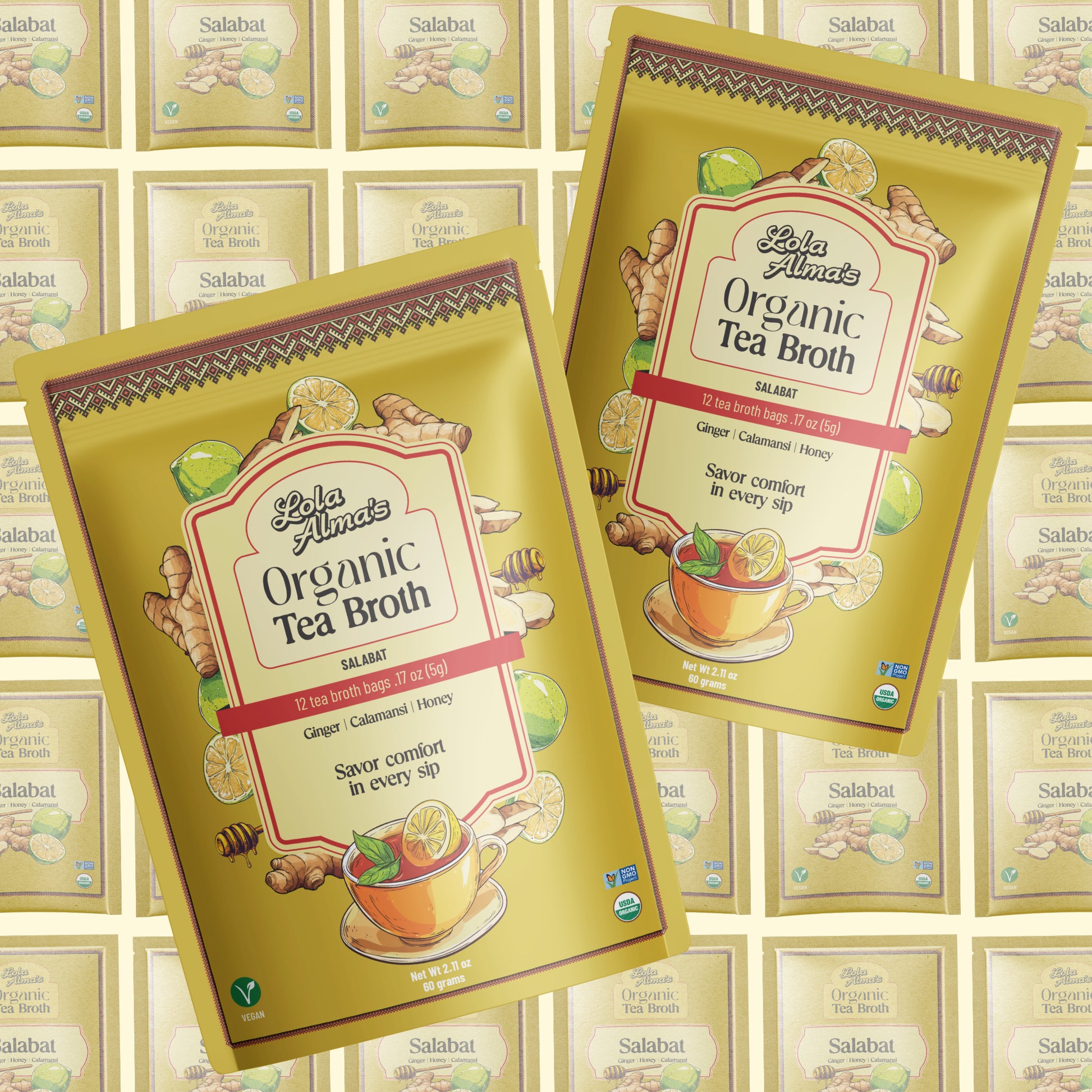 Lola Alma's Organic Tea Broth - Salabat pack (12 tea bags)