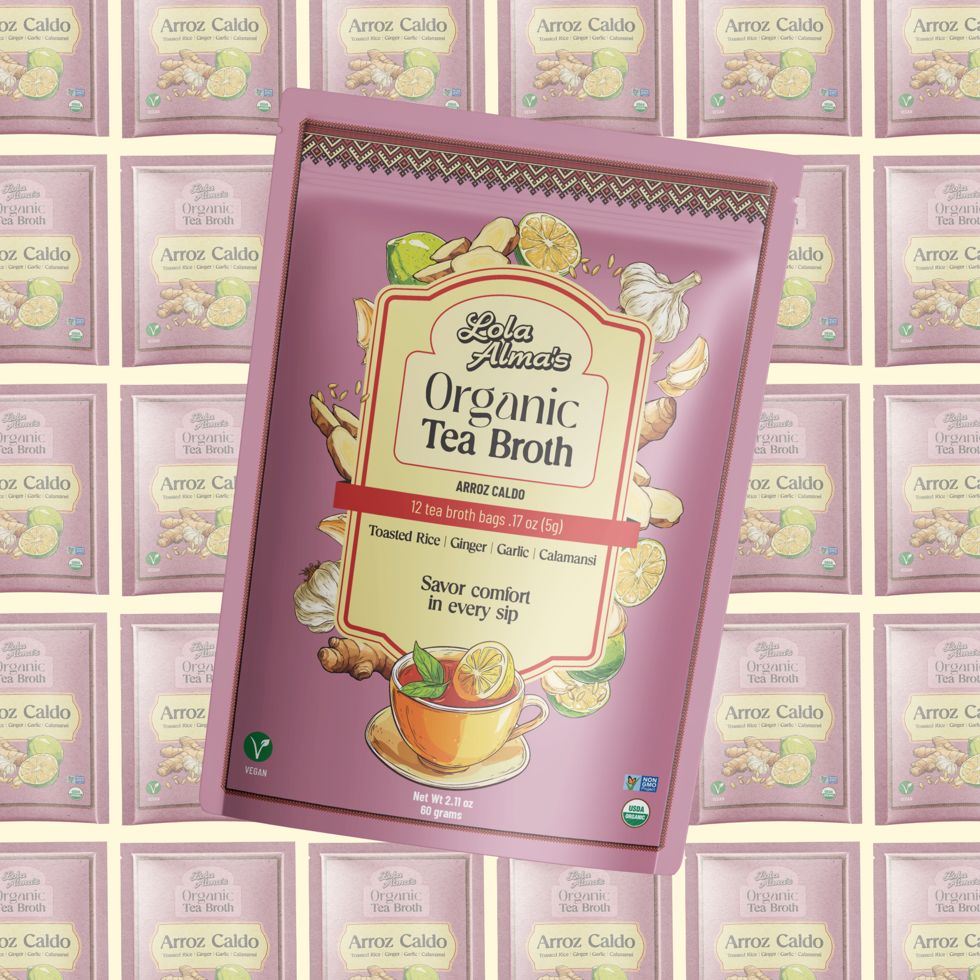 Lola Alma's Organic Tea Broth - Arroz Caldo pack (12 tea bags)