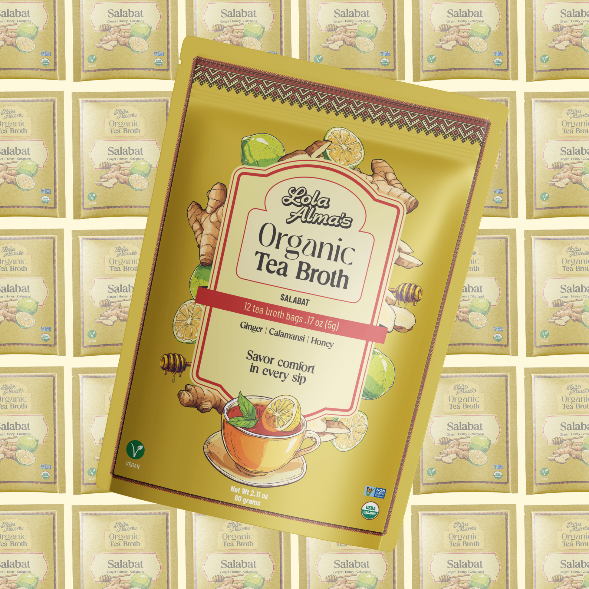 Lola Alma's Organic Tea Broth - Salabat pack (12 tea bags)