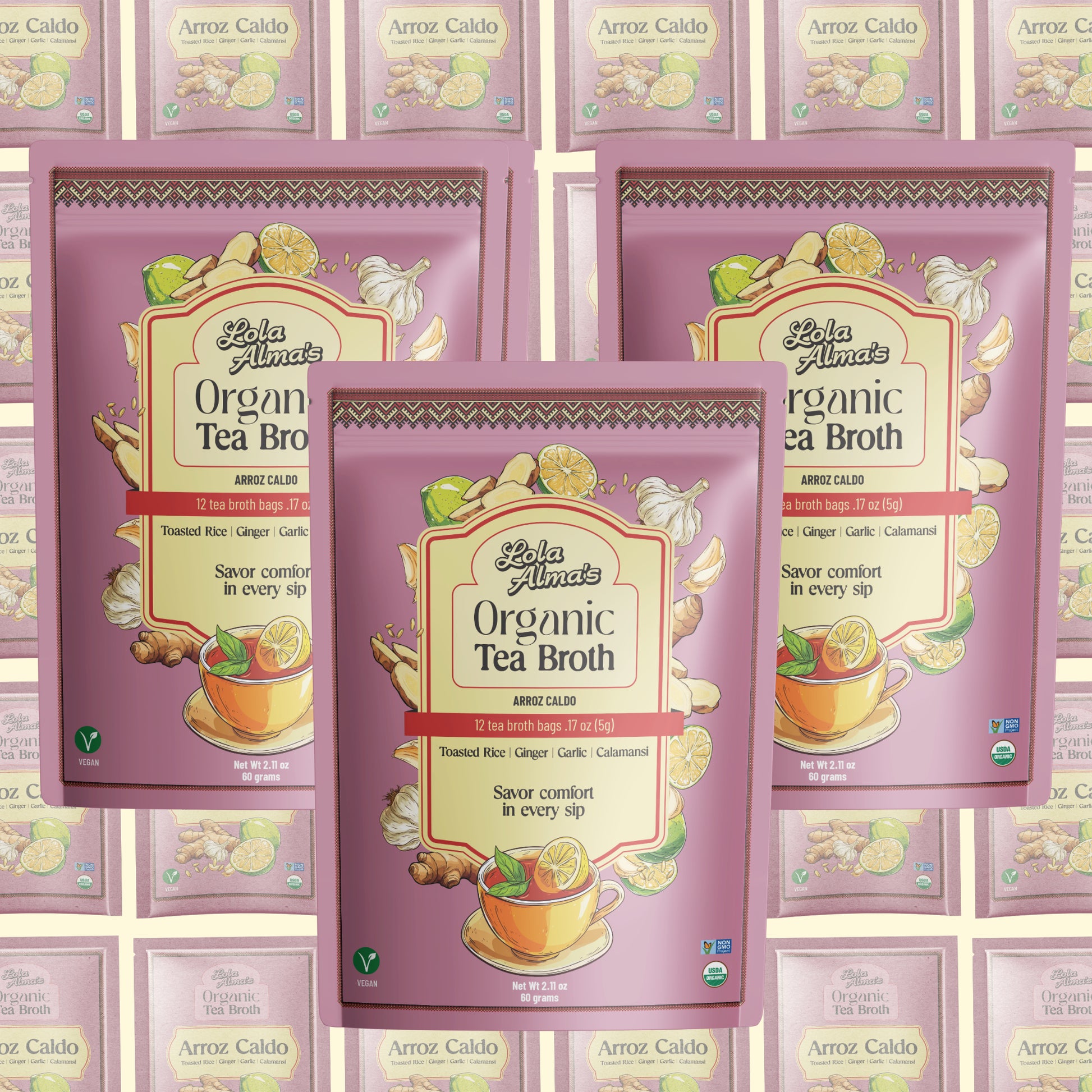 Lola Alma's Organic Tea Broth - Arroz Caldo pack (12 tea bags)