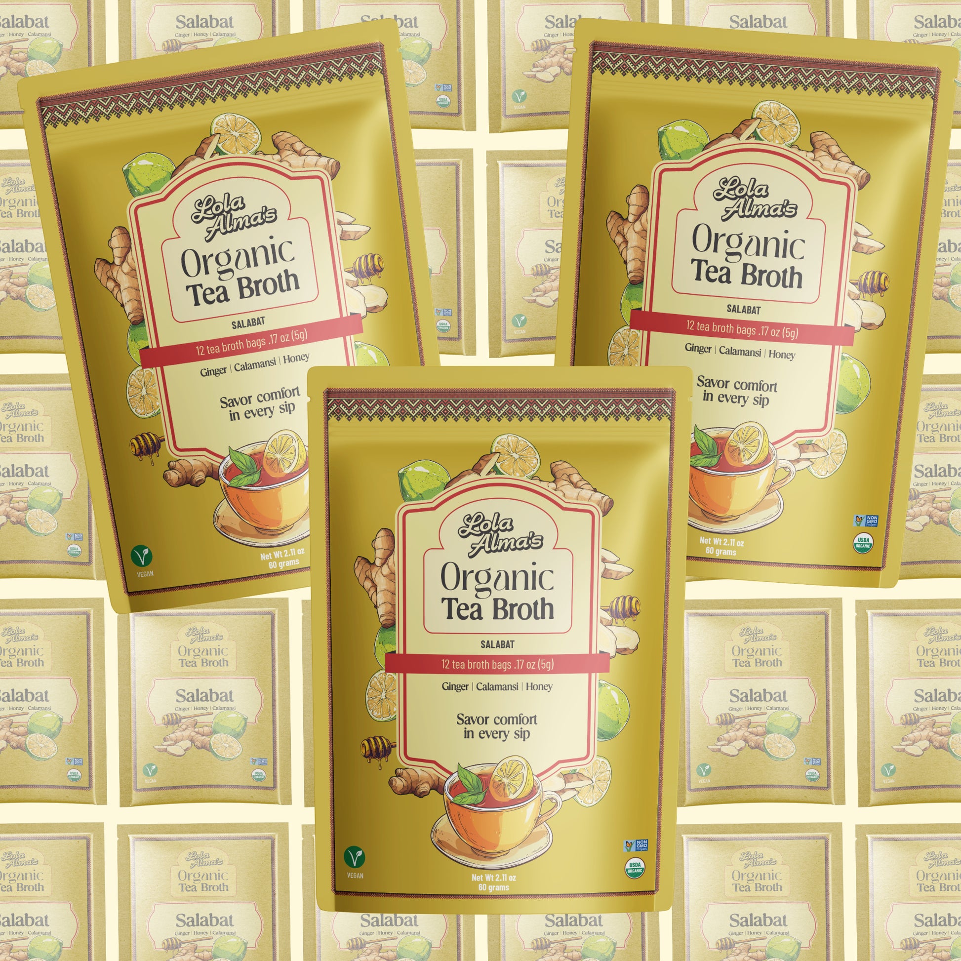 Lola Alma's Organic Tea Broth - Salabat pack (12 tea bags)